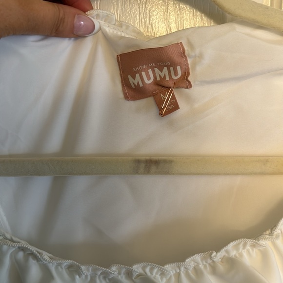 NWT Show Me Your MUMU Wonder Mini Dress / White mini dress with one shoulder - Picture 3 of 7